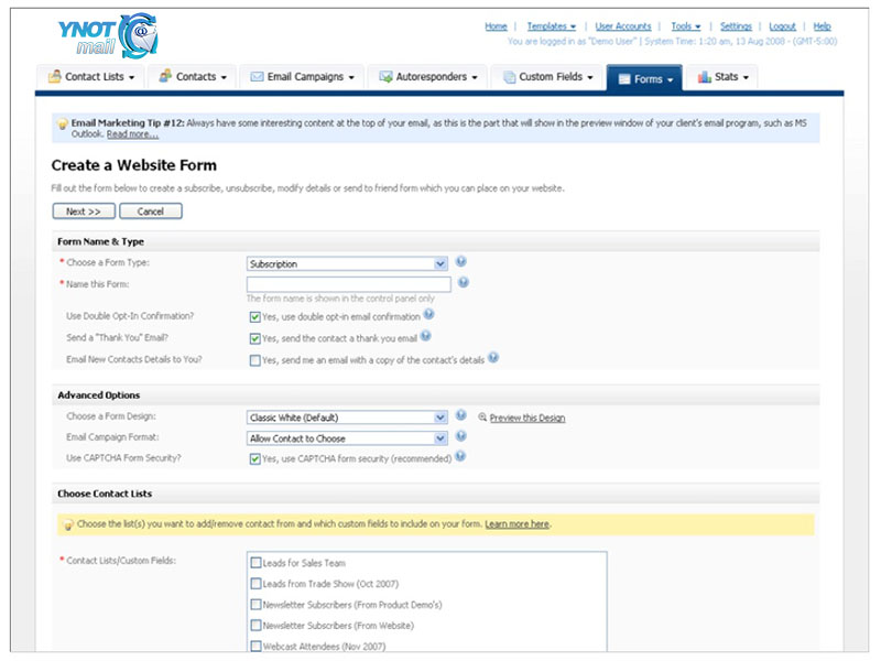 Create Web Forms